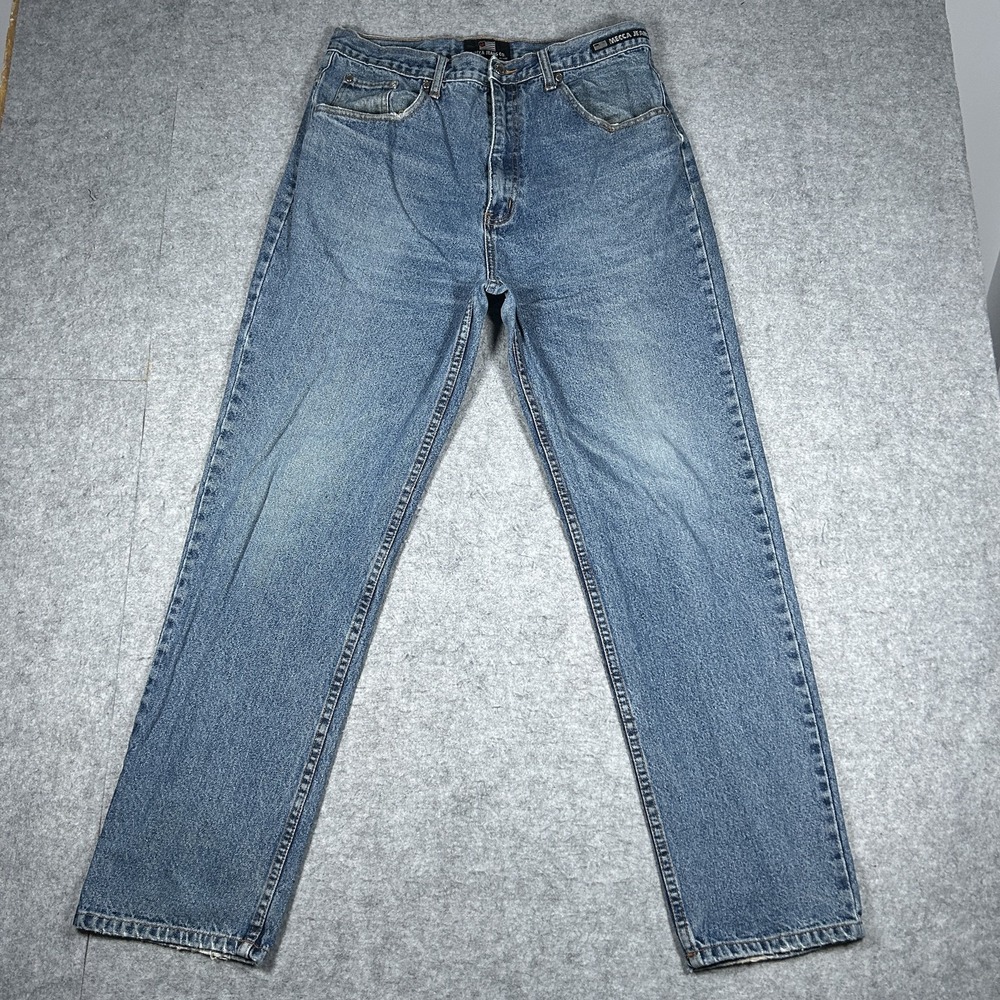 Vintage Mecca Denim Jeans Mens 36x32(31x30) Light Wash Blue Y2K Baggy Streetwear